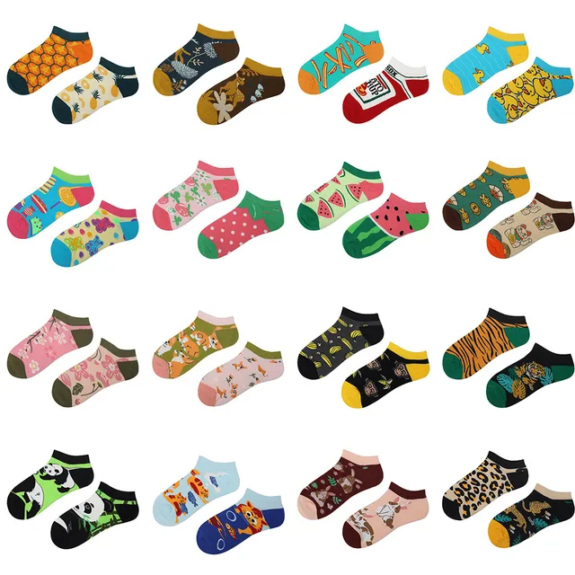 2023 Spring and Summer AB Boat Socks Men and Women Fashion Creative Trendy Couple Socks Pure Cotton Comfortable Short Socks 1