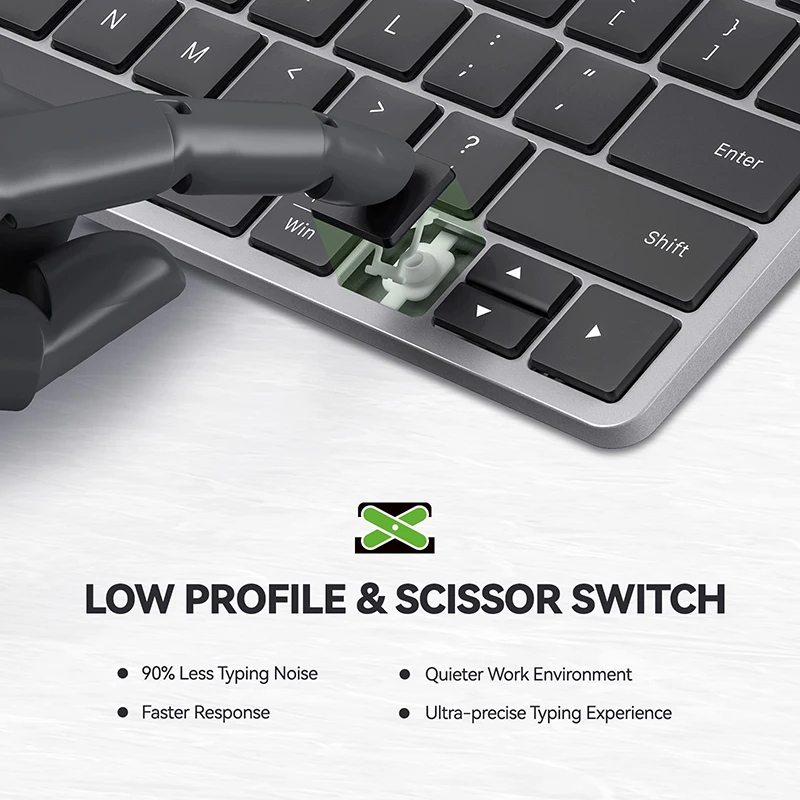 Teclado Magro Recarregável sem Fio de Bluetooth 5.1 com Suporte Deslizante Universal Silencioso Mini Teclado Portátil para Ipad Tablet - Imagem 3