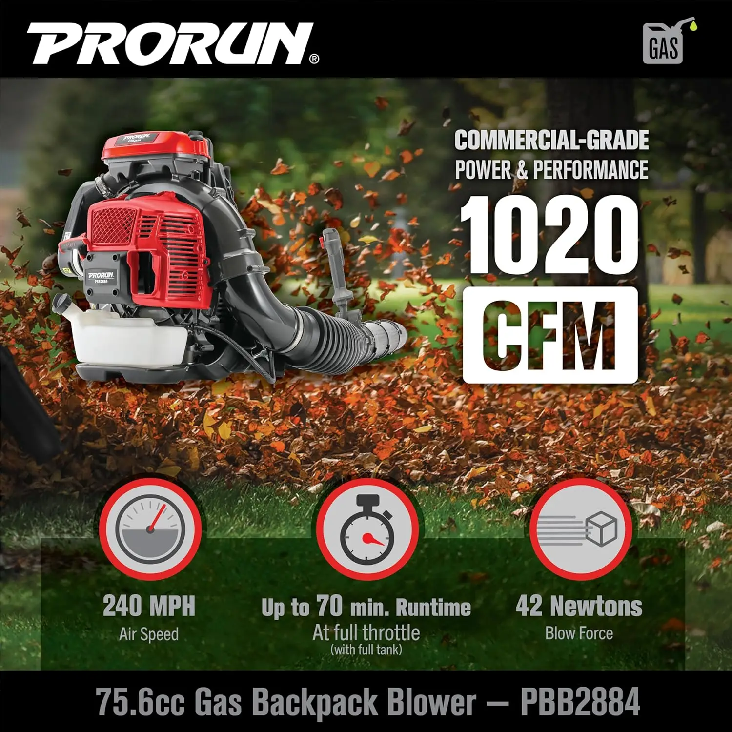 Air Blower 75.6cc 1020 Cfm 240 Mph Gas Powered 2 Cycle Backpack Leaf Blower Anti Vibration System Easy Maintenance