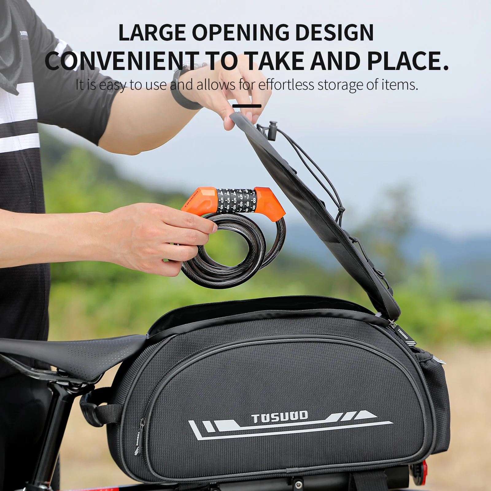 TOSUOD Fahrrad-Gepäckträgertasche hinten, wasserdicht, für den Außenbereich, 13 l, großes Fassungsvermögen, Mountainbike-Tasche, Fahrradzubehör – Detail 11