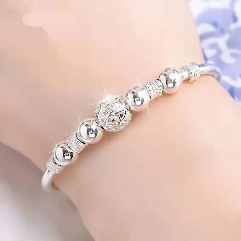 

charms 925 sterling silver Luxury lucky Beads bracelets Bangles for women fashion classic party wedding jewelry Adjustable