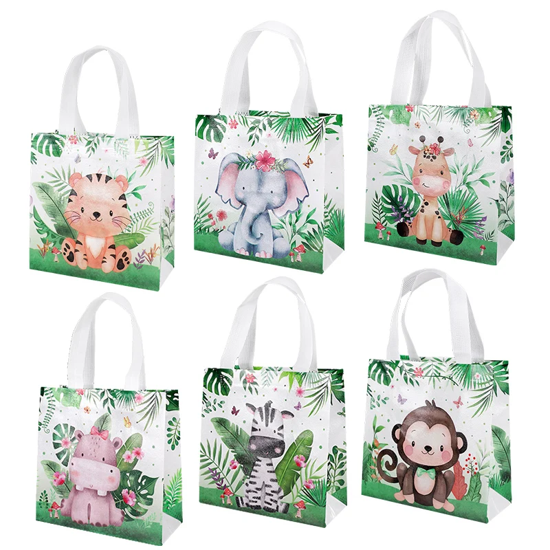 6/12/24 Stück Dschungeltiere Party Süßigkeiten-Geschenktüten Verpackungsbeutel Safari-Geschenktüte für Gäste Kindergeburtstag Zubehör Babyparty – Detail 2