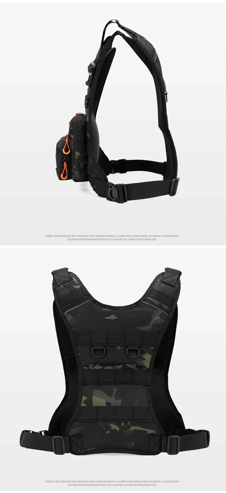 Outdoor-Sportweste mit Rucksackfunktion, taktische Brust- und Hüfttasche, Umhängetasche für Camping, Laufen, Radfahren, Motorradfahren und Workouts – Detail 13
