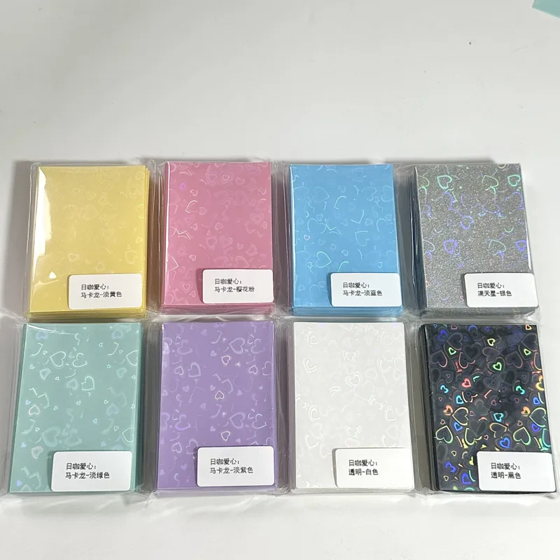 50pcs Ins Hot Kpop Card Sleeves 61x91mm 20C Heart Laser Holder For Holo Postcards Top Load Films Photocard Game Cards Protector sharkbang 50pcs lot holo card sleeves 61x91mm 20c heart series pp kpop holder for postcards films game cards photocard protector