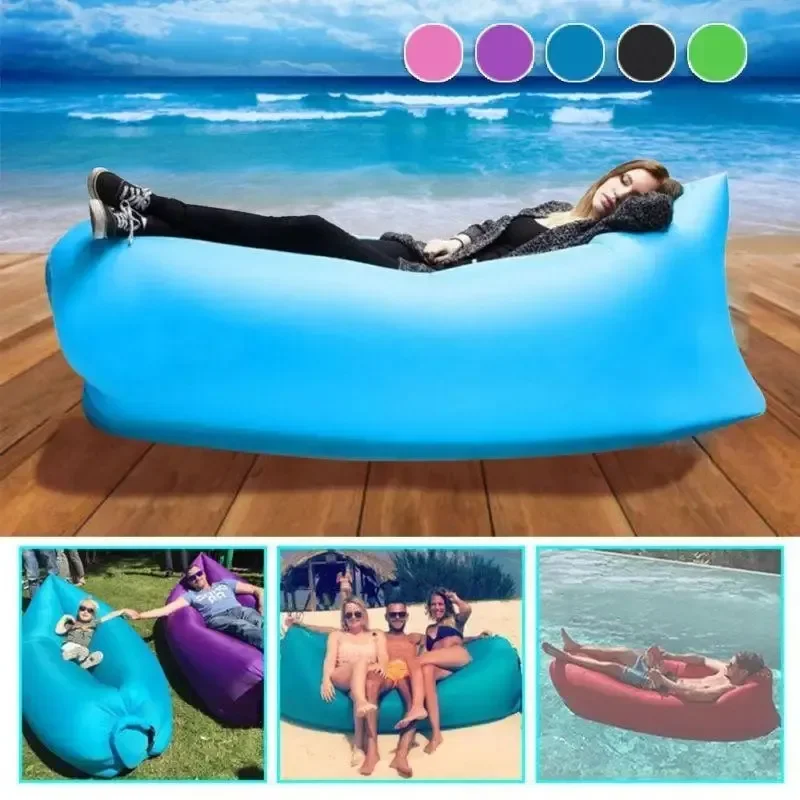 Outdoors Camping Inflatable Toys Sofa Ultralight Portable Air Lazy Bags Beach Folding Lounger Chair Garden Waterproof Furniture 3