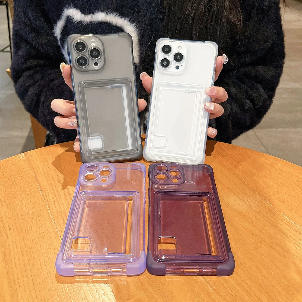 Clear Shockproof Phone Case with Transparent Wallet Card Slot Holder