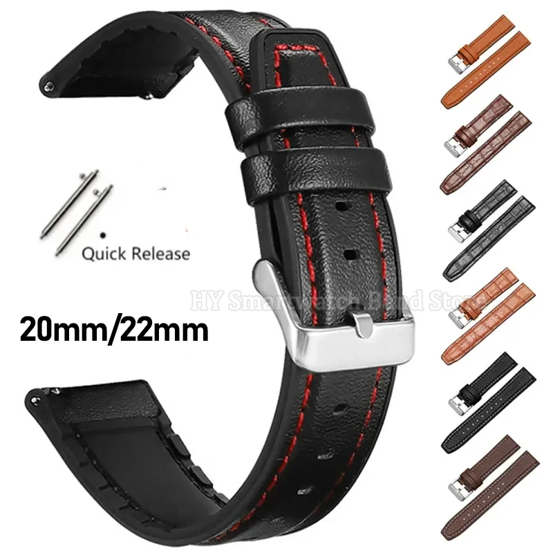 Premium Leather Watch Band - Quick Release, Waterproof