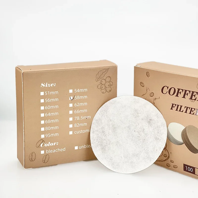 100pcs Coffee Filter Paper Espresso Paper Filters 51mm-58mm Screen for Breville Portafilter Machine Tools Pour-over Coffee Tools