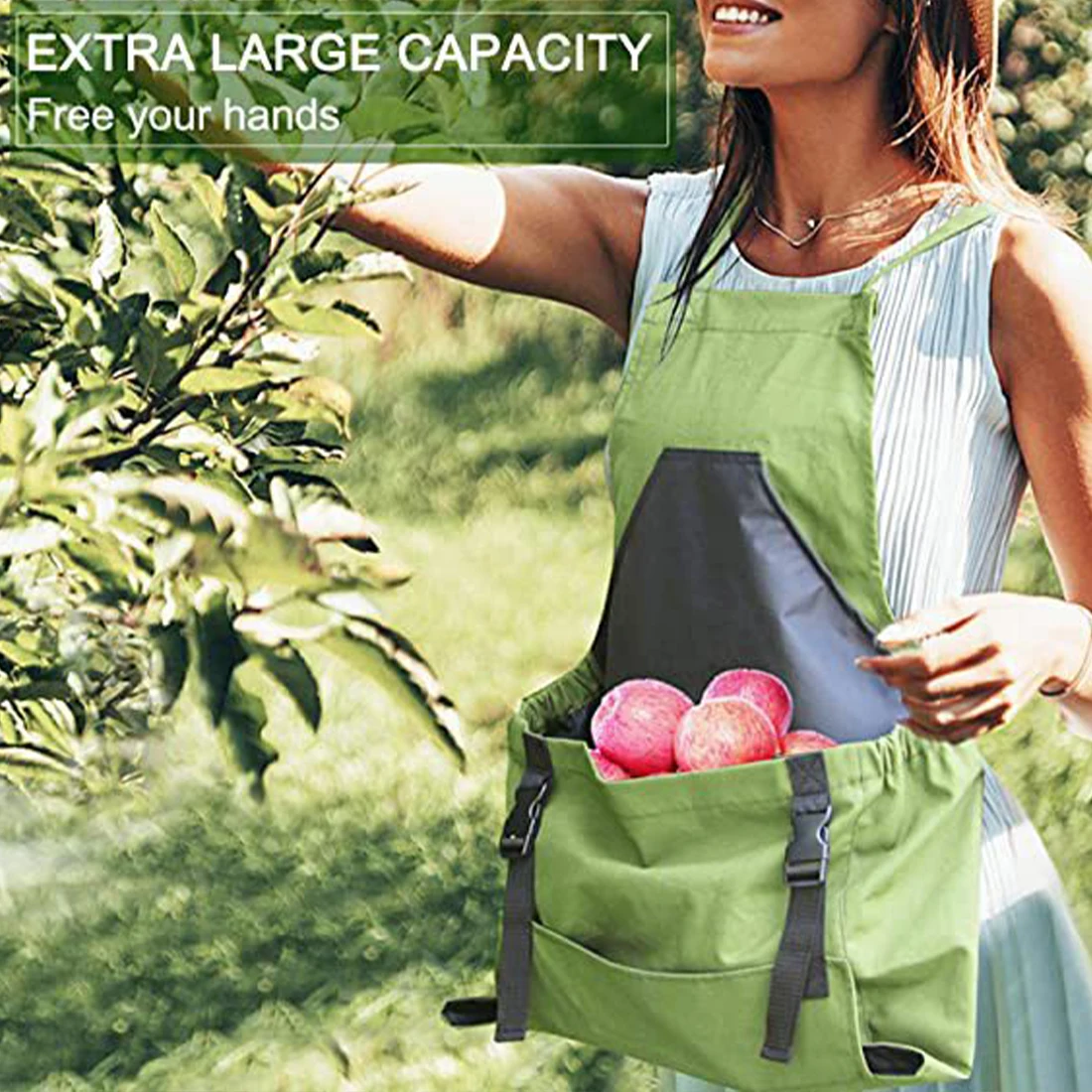 

Садовый фартук с большим карманом, водонепроницаемый, из ткани Оксфорд, глубокий мешок, сумка для сбора фруктов, универсальный рюкзак, рабочий инструмент