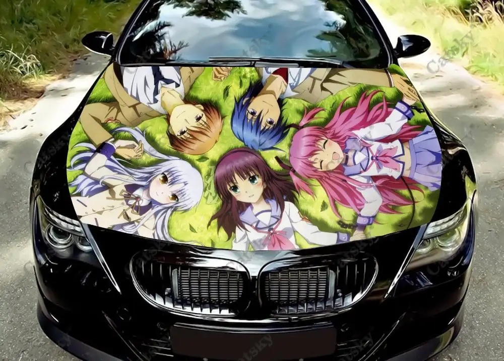 

Angel Beats Anime Girl Custom Car Hood Vinyl Stickers Wrap Vinyl Film Engine Cover Decals Sticker on Car Auto Accessories