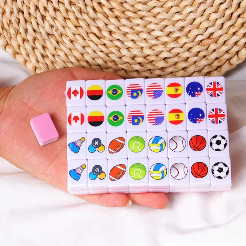 30MM Hotest Seaside Escape Mahjong Tile Set 65PCS Hotest Party Classic Board Game 22MM Portable Adult Kid 2 Player Toy