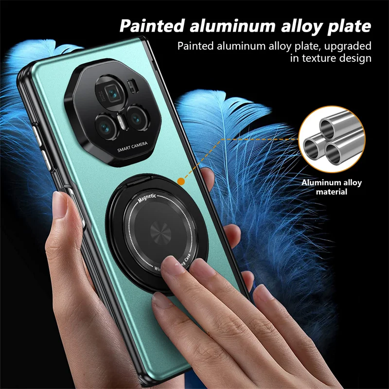 Matte Solid Color Shockproof Phone Case with Holder and Hard Shell Protection