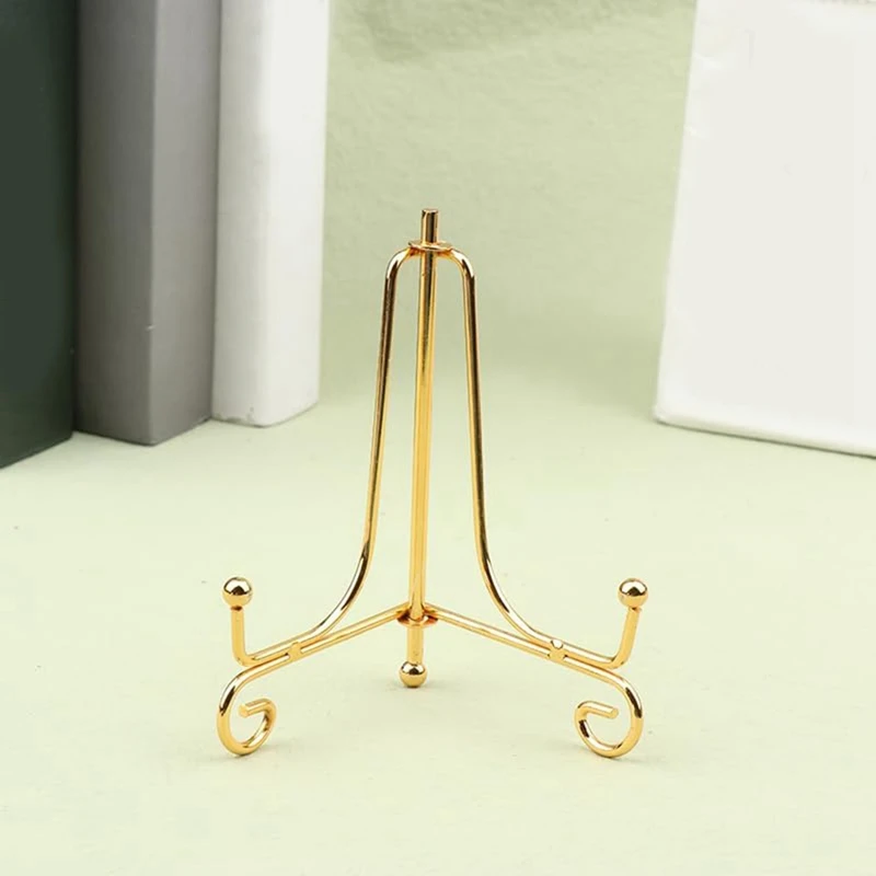 Gold Display Stand Craft Bracket Book Holder Photo Pedestal Bowl Dish Frame Picture Plate Rack Easel Storage Decor 3