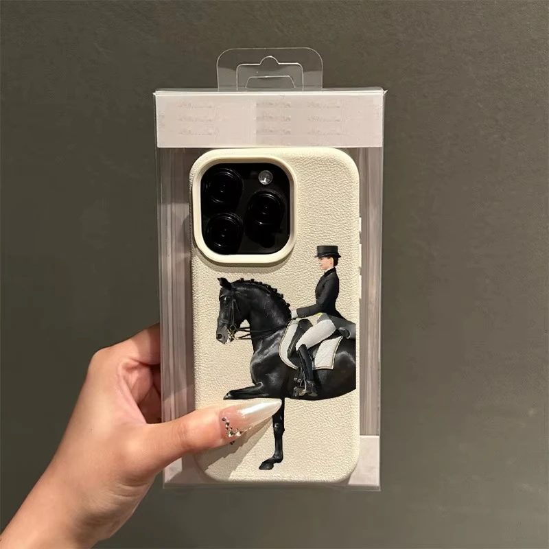 Noble Rider on Black Horse: Realistic and Elegant Design Case Cover