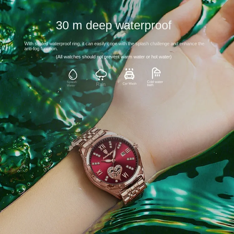 Luxury Women Watch Fashion Diamonds Love Calendar Waterproof Luminous Automatic Wristwatch for Women Students Reloj Para Mujer