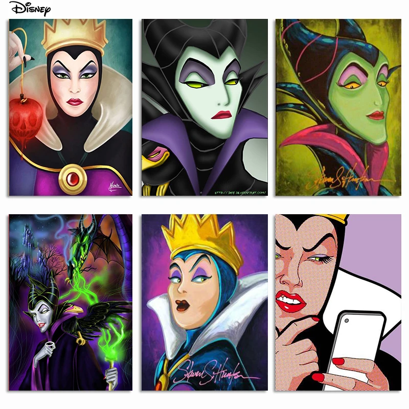 Disney Villain Wicked Witch Wall Art Canvas Painting Hd Print Painting Children'S Room Living Room Frameless