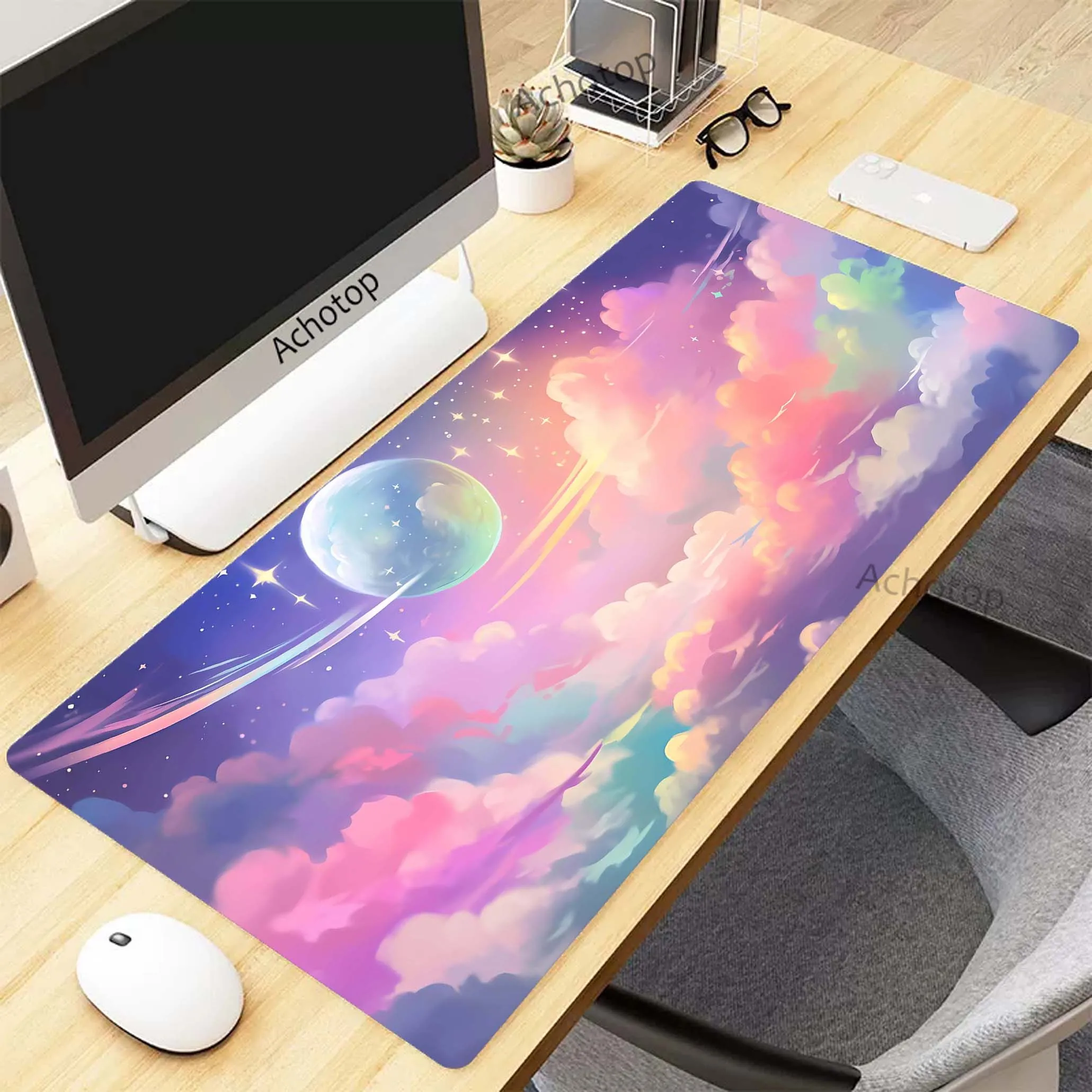 

Sky Cloud Pink Moon Mousepad Gamer Mouse Pad Gaming Speed Desk Mat Alfombrillas de ratón Mouse Mat Keyboard Pads 100x50cm XXXL