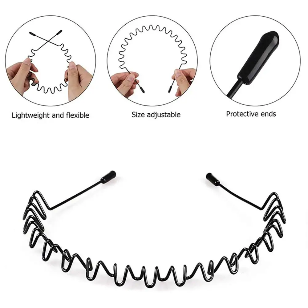 Metall-Haarbänder für Damen und Herren – gewelltes Zickzack-Design, rutschfeste Stirnbänder für alle Haarlängen – Detail 17