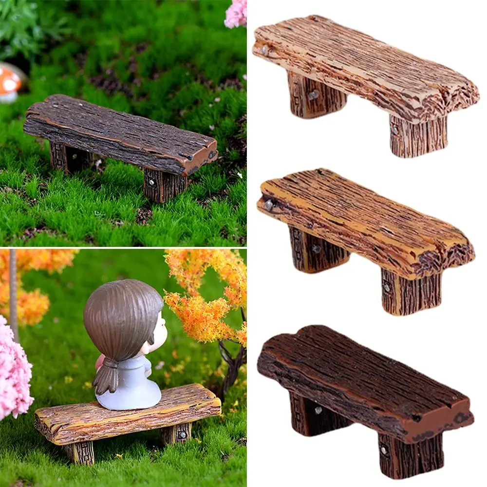 HOMSFOU Mobili per casa delle bambole Mini panca da giardino in legno fata da giardino banco di mostra gioielli decorazione in miniatura villaggio panca sedia modello accessori