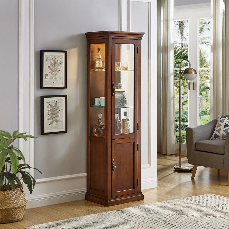 サイドボード アメリカ ディスプレイ 照明付き ガラスケース 引き出し