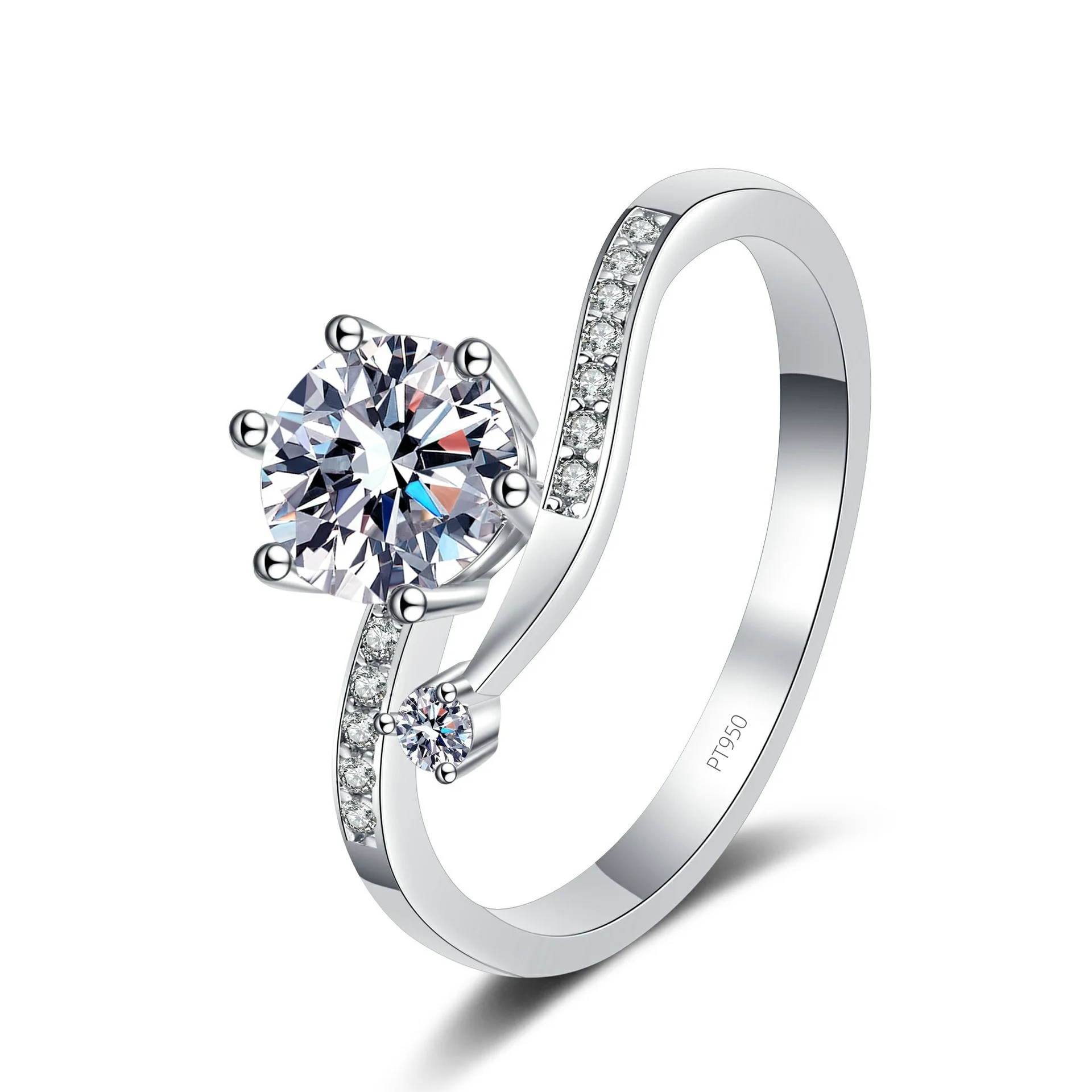 Bagues flocon de neige bouton de luxe pour femme, bague en diamant Moissanite simple, bijoux de mariage, platine Pt950, mode 0.5 carat, 1/2 carats