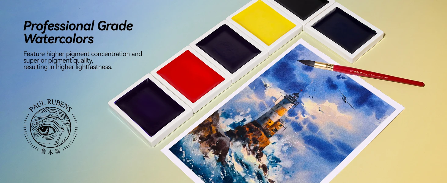 Paul Rubens Feste Aquarellfarbe, 90 g großes Keramik-Pfanne-Aquarellpigment, ideal für Künstler, große Gemälde – Detail 7