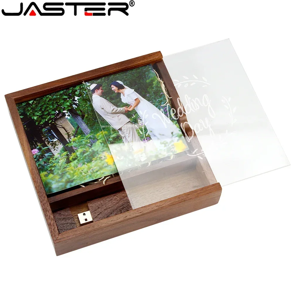 Jaster-external Usb Flash Drives Álbum de Fotos Caixa de Madeira Logótipo Personalizado Fotografia Aniversário de Casamento Novo 8gb 128gb 64gb 32gb - Imagem 5