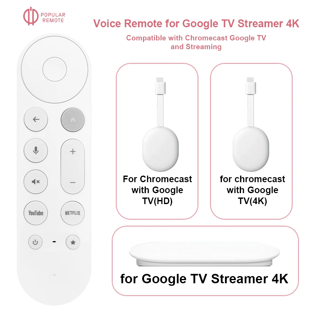 Voice Remote Control for Google Chromecast 4K TV Streamer