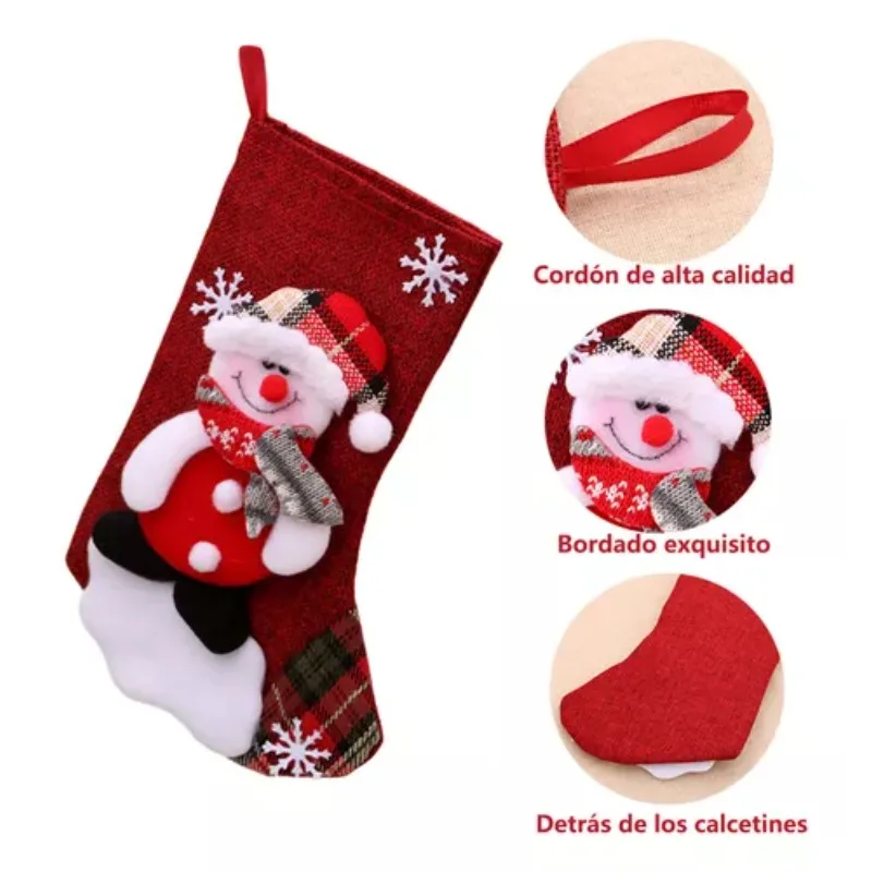 4PCS Christmas Stocking Set Santa Snowman Reindeer Bear Plush Stockings for Holiday Decor Festive Xmas Decorations for Home