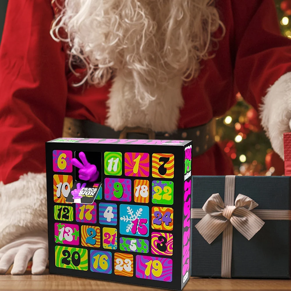 24Pcs Mini Squeeze Toys Advent Calendar Gifts Box Christmas Countdown Calendar Stress Relief Fidget Toys Xmas Gifts for Kids