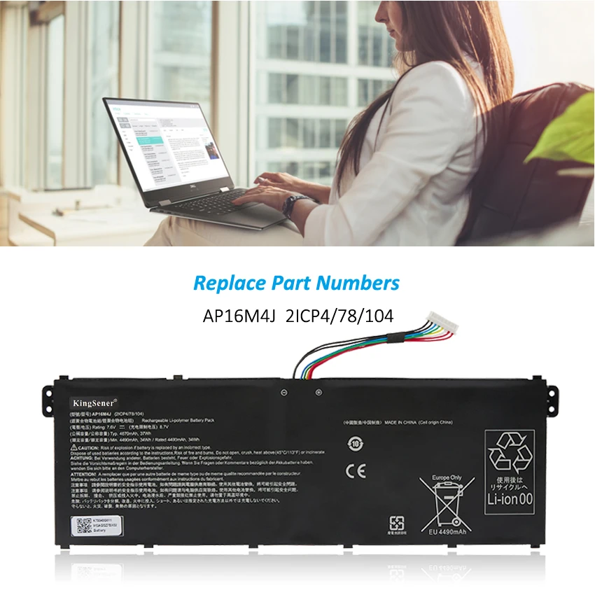 Aspire 3 A317-33 EX215-51G Series Notebook 2ICP4 78 104 7.6V 37WH 4870mAh