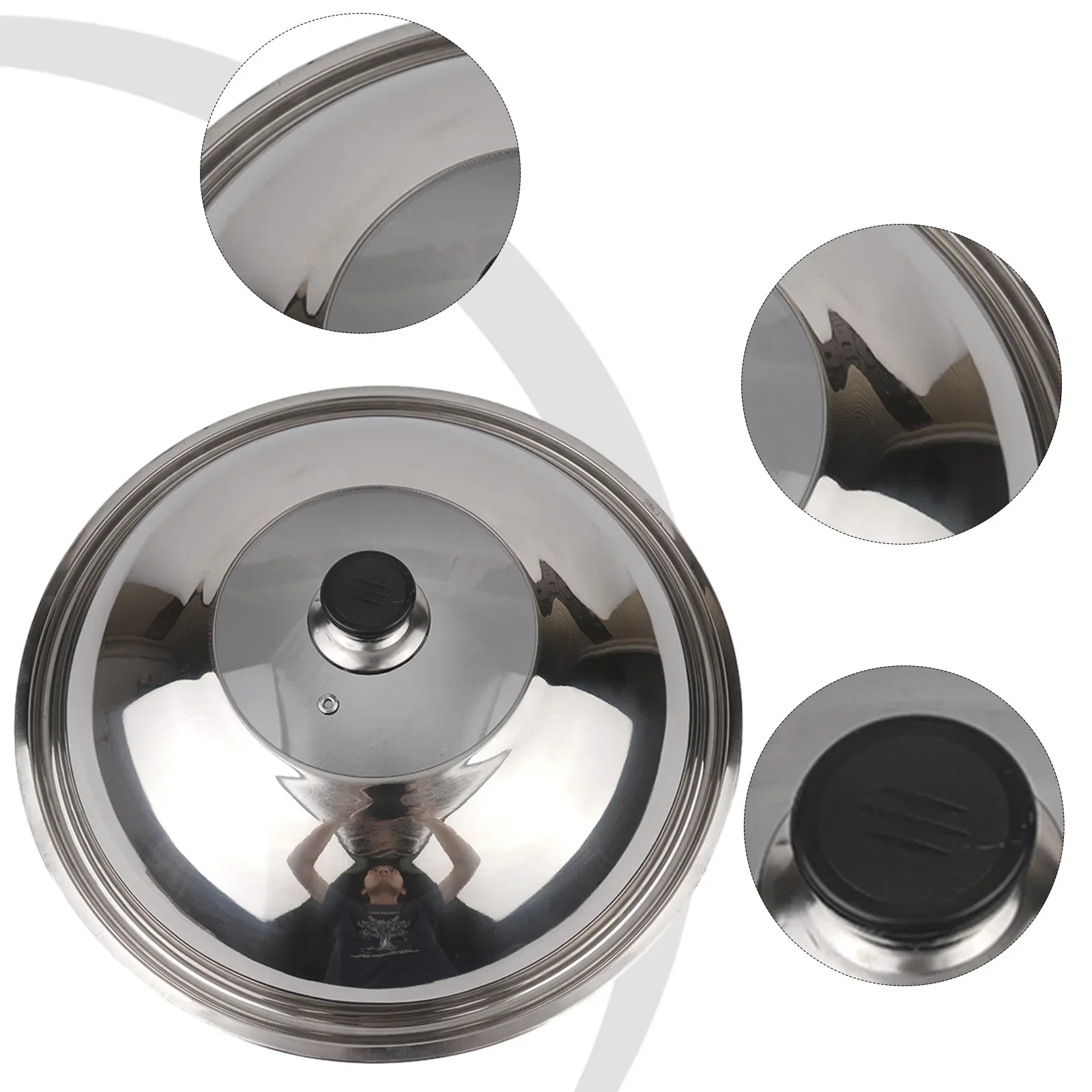 Saucepan Wok Frying Lid Cooking Utensils Pot Cover Wok Lids Stainless Steel 40cm / 15.7" Glass Construction Pot Cover