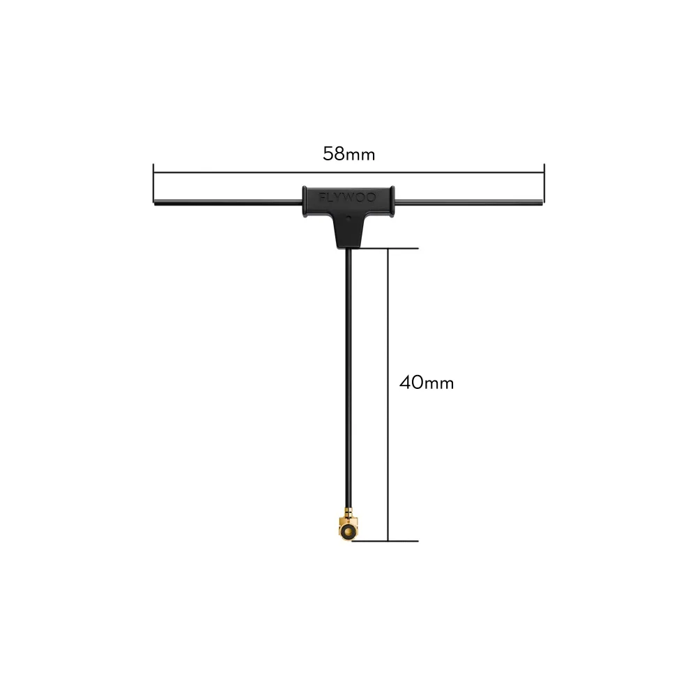 Antenne Flywoo ELRS 2.4G Minimortal PCB T UFL installée sur un drone FPV, câble coaxial attaché