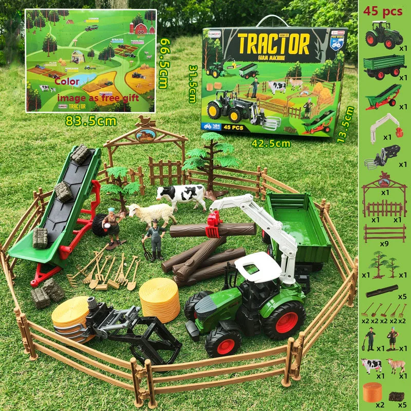 Alloy Farm Tractor Toys Truck Sliding Model Car Replaceable Tralier Part DIY Toys Accessory Farming Simulator Truck Machine