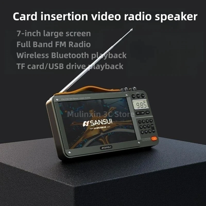 Portable Speaker SANSUI F51/F50 Portable FM Radio Video display radio Wireless Bluetooth Speakers Dual TF Card Slot MP4 Music Player Video E-book Audio Speakers