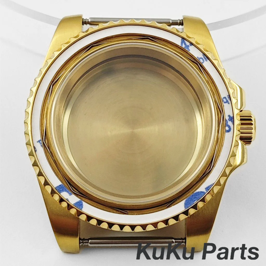 Gold 40MM Oyster Bracelet Sapphire Glass Waterproof Watch Case with 28.5mm Dial Compatibility