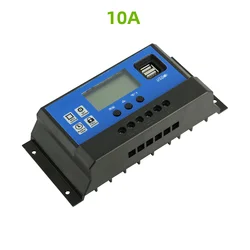 Universal Solar Charge Controller with Dual Voltage & USB Output - 12V 24V Auto (PWM - 10A)