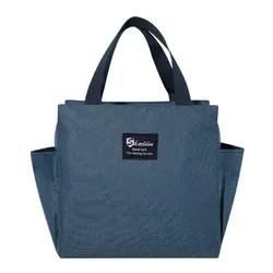 Compact Double Pocket Insulated Aluminum Foil Lunch Bag (Blue)