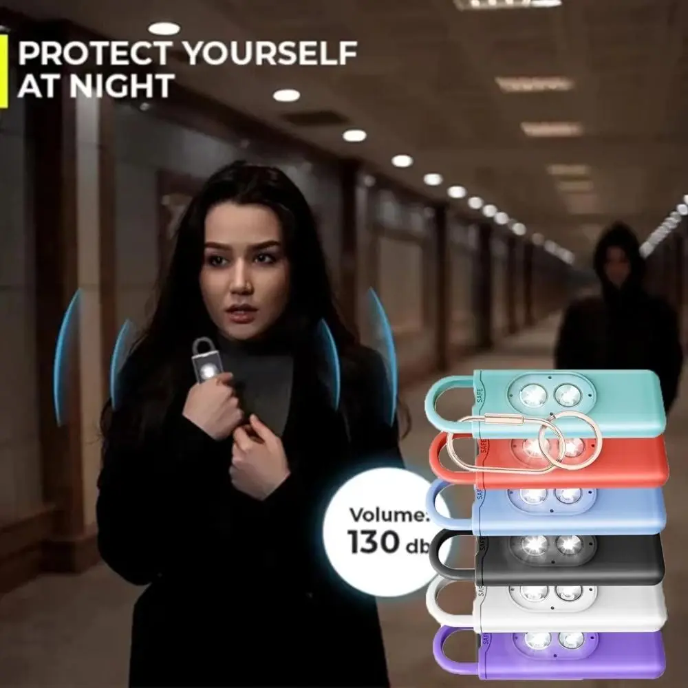 

ABS Self Defense Siren New Portable LED Light Personal Security Keychain with 130dB SOS Safety Alarm Siren Alarms for Women