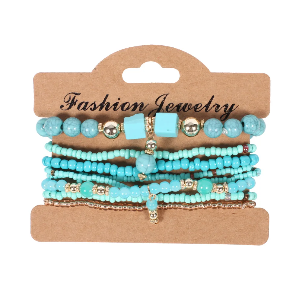 Bohemian Handmade Beads Bracelet Set For Women Summer Colorful Beaded Chain Bangle Girls Boho Jewelry Accessories - 5