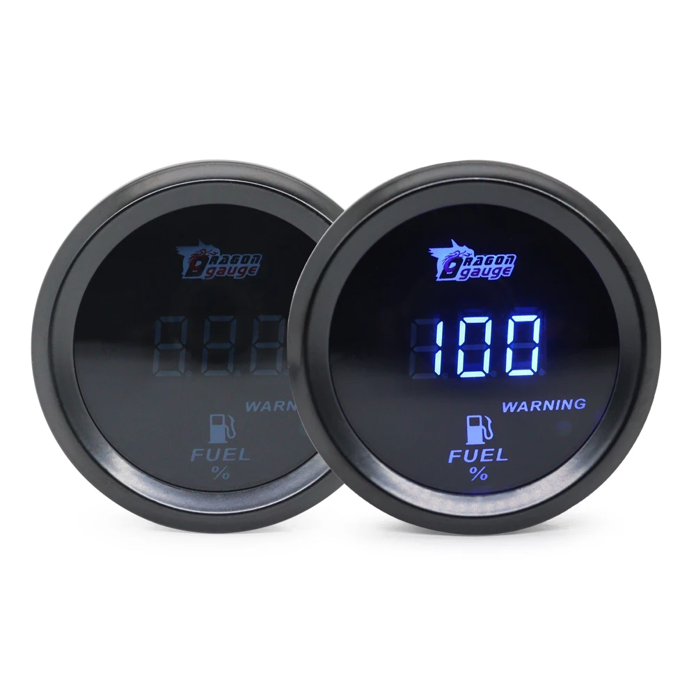 Fuel Level Gauge Universal 2inch 52MM Digital Display Car Fuel Level Gauge 240-33 Ohms Blue Led/Red Led With Sensor 12V