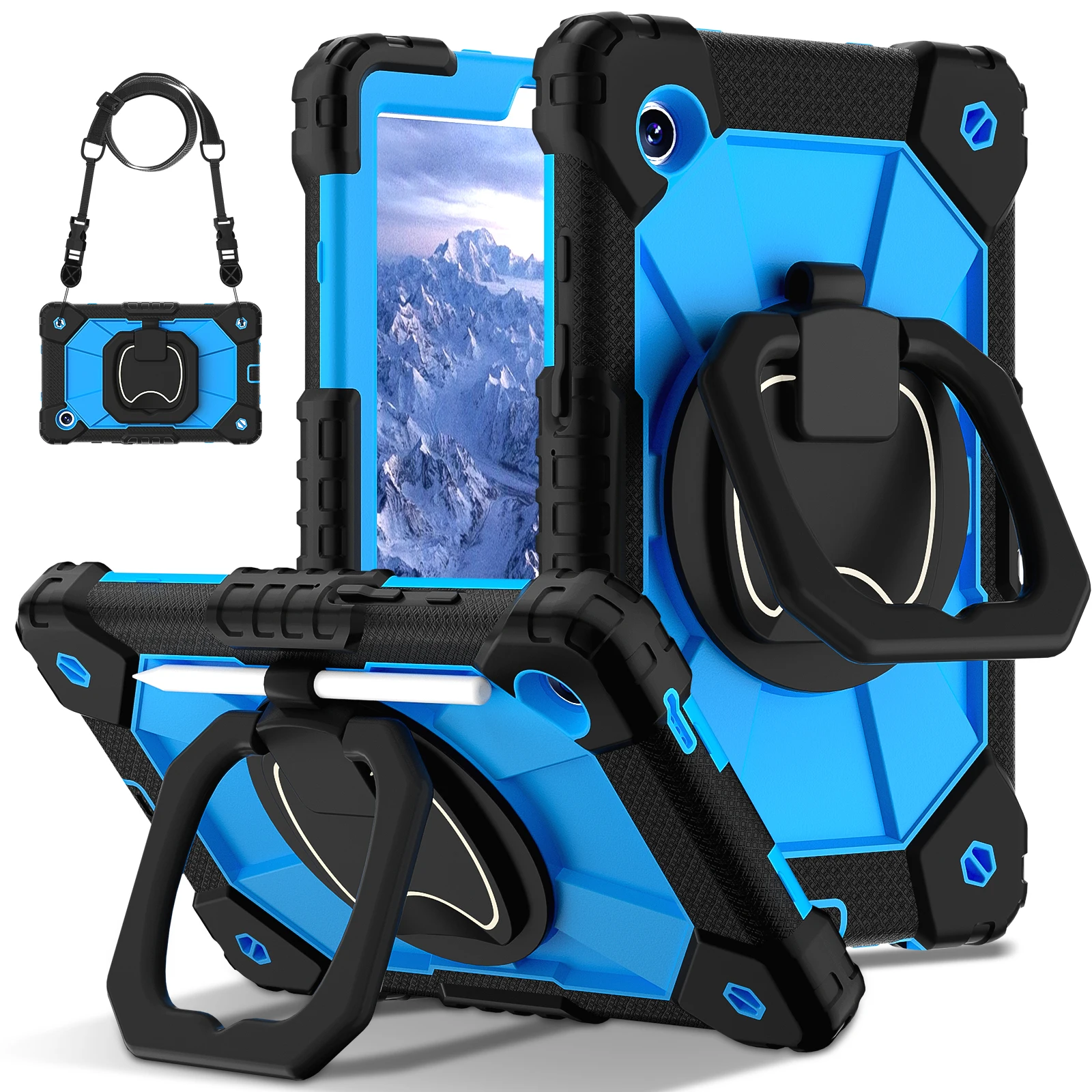 360-Degree Rotating Kids Tablet Case with Shoulder Strap