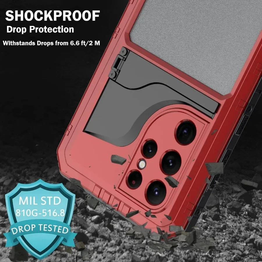 For Samsung S23 Ultra S22 Plus IP68 Waterproof Heavy Duty Armor Aluminum Metal Case Shockproof Cover Built-in Screen Protector