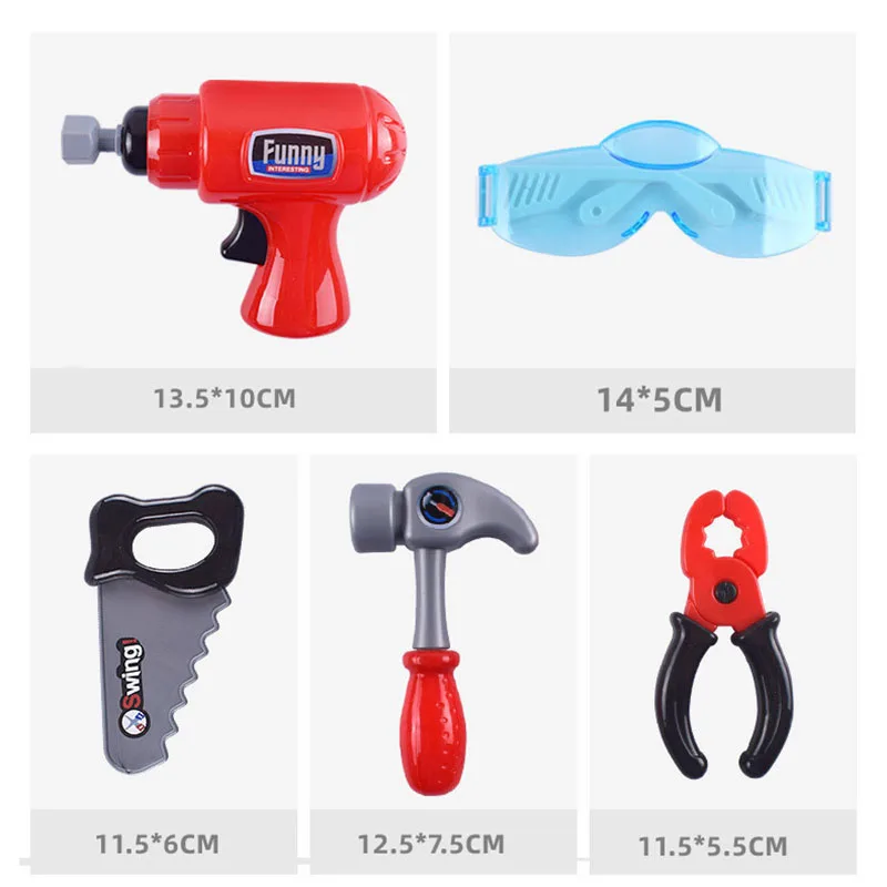 Kids Repair Toys Plastic Construction Toys Kids Construction Toys Simulation Repair Tools DIY Set Plastic Screwdriver Drill Hammer Tongs Maintenance Tool Baby Pretend Play Toy