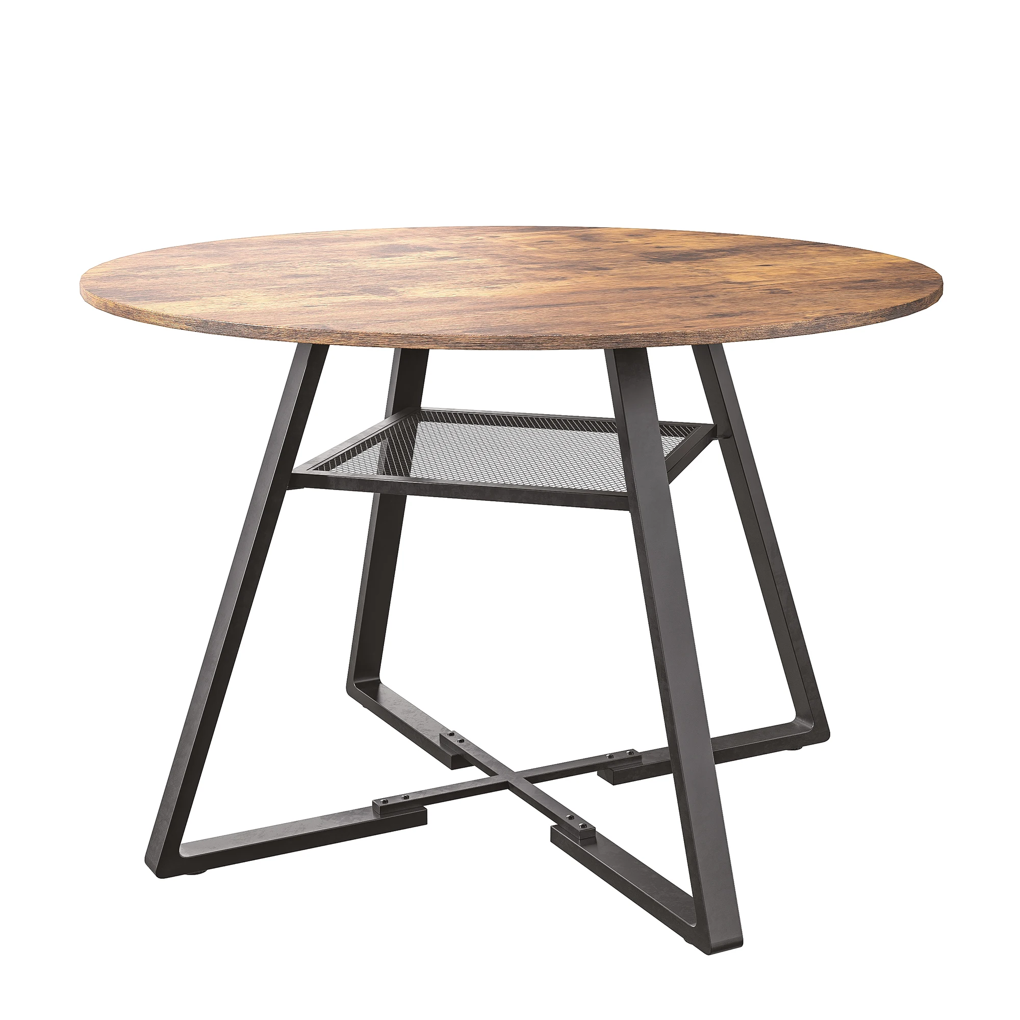 Rosahqnda Runder Esstisch, 120 cm rustikaler Esstisch mit Metallsockel, Tisch für Küche, Wohnzimmer, Esszimmer – Detail 1