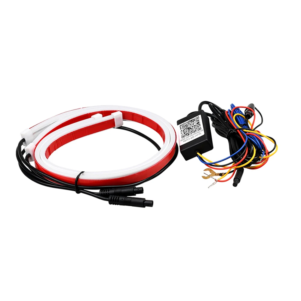 2Pcs Car LED Neon Light DRL RGB Daytime Running Light APP&Remote Control Taillight Strip Colorful Flowing Turn Signal Waterproof