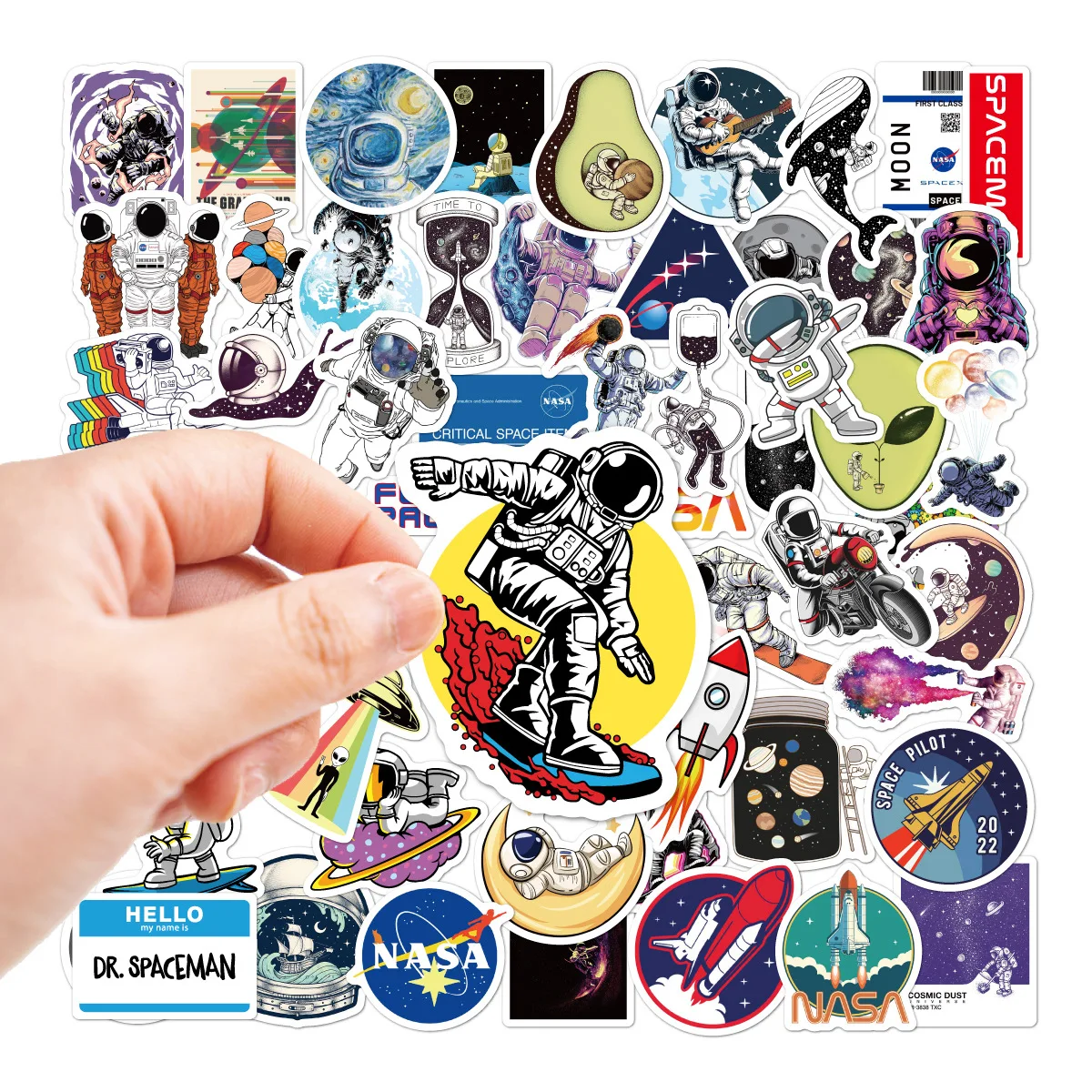

52pcs Astronaut Stickers Graffiti Waterproof Skateboard Travel Suitcase Phone Laptop Luggage Stickers Cute Kids Girl Toys