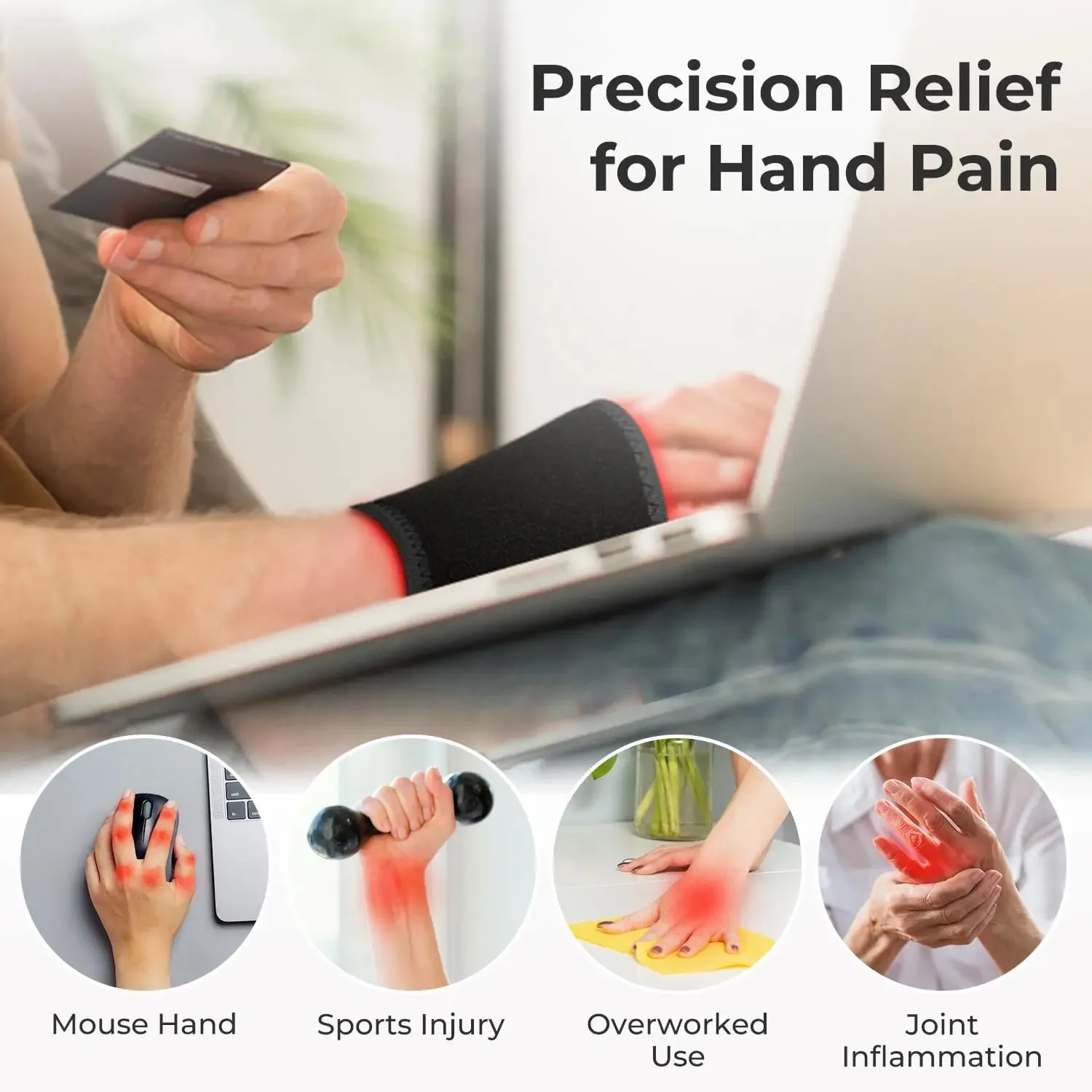 Sports Wrist Wrist Support Brace Hand Massager 660nm 850nm LED Lights Wearable Red Light Therapy Tenosynovitis Brace Red Light wrist red light therapy