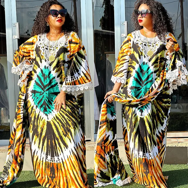 Tolu Lace Embroidery Dashiki Boubou Dress