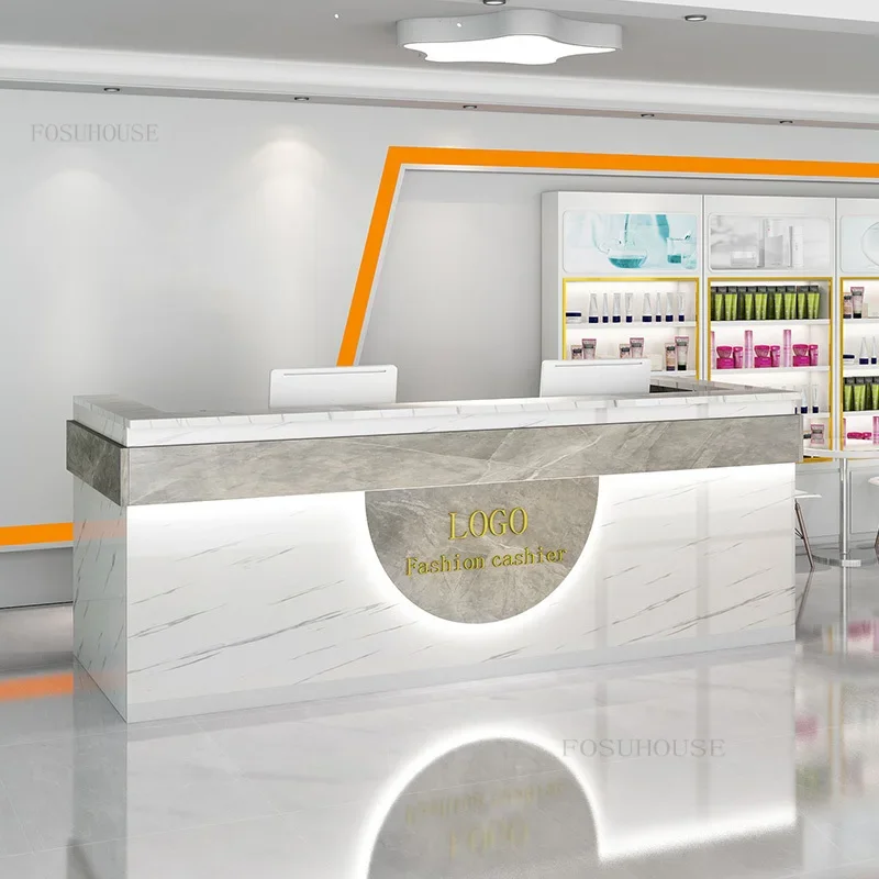 Light Luxury Reception Desks Small Beauty Institute Counter Reception Nordic Simple Clothing Store Front Desk Counter